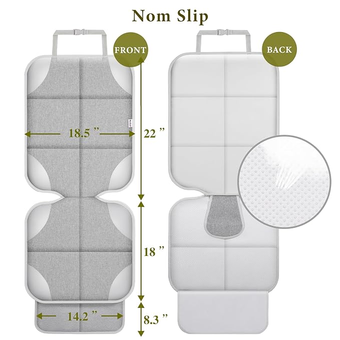 Meolsaek Car Seat Protector for Child Car Seat, Durable 600D Fabric Waterproof Car Seat Cover with Thick Pad Non-Slip Backing，No Imprints (Silver Gray-1 pc)