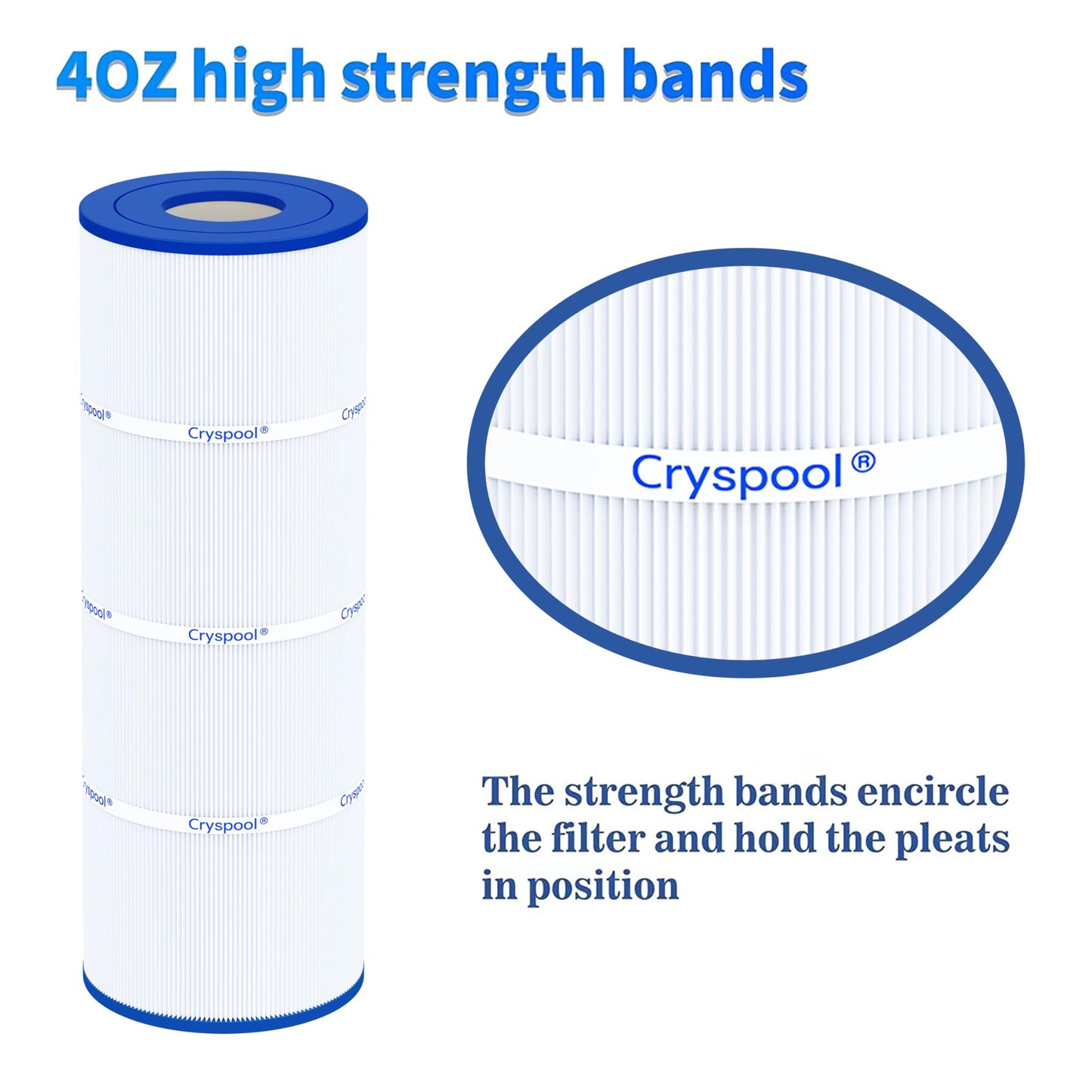 Cryspool® 07066 Filter Compatible with CX580XRE, SwimClear C3025, C3030, PA81, C-7483, FC-1225, 4×81 Sq. Ft Pool Filter Cartridge, 4 Pack