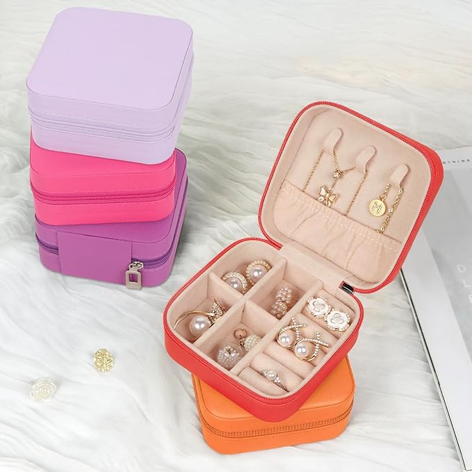 Travel Jewelry Case Small Jewelry Box Jewelry Organizer Storage Case Portable PU Leather Mini Jewelry Travel Case for Girls Womens Earring, Necklace, Rings,Bracelets