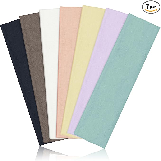 DiyJibb Headbands for Women, Stretchy Non Slip Soft Cotton Cloth Hair Bands for Sports, Workout, Yoga and Running, 7pcs