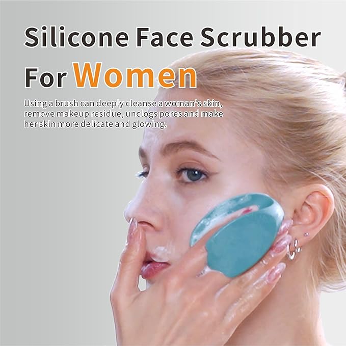 Soft Silicone Face Scrubber with Body Scrubber for Shower Gentle Exfoliating-Facial Exfoliator Scrubber Brushes for Sensitive Skin Deep Cleansing- Gift Women Men Skin Care Tool