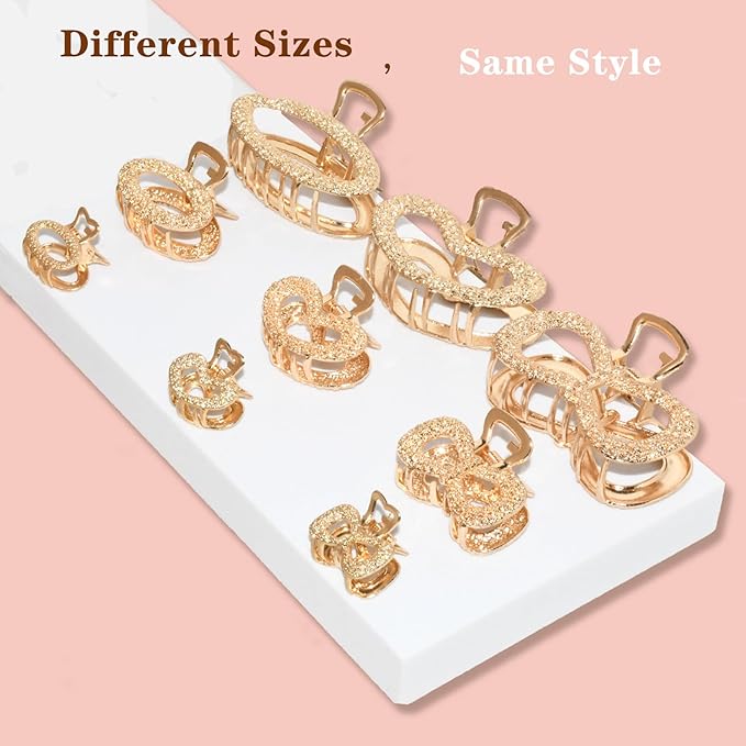 9 Pack Metals Mini Hair Clips for Women Mom Wife Daughter Girls Girlfriends,Medium Hair Claw Clips for Long Hair,Small Cute Gifts for Female with Thick Hair or Thin Hair