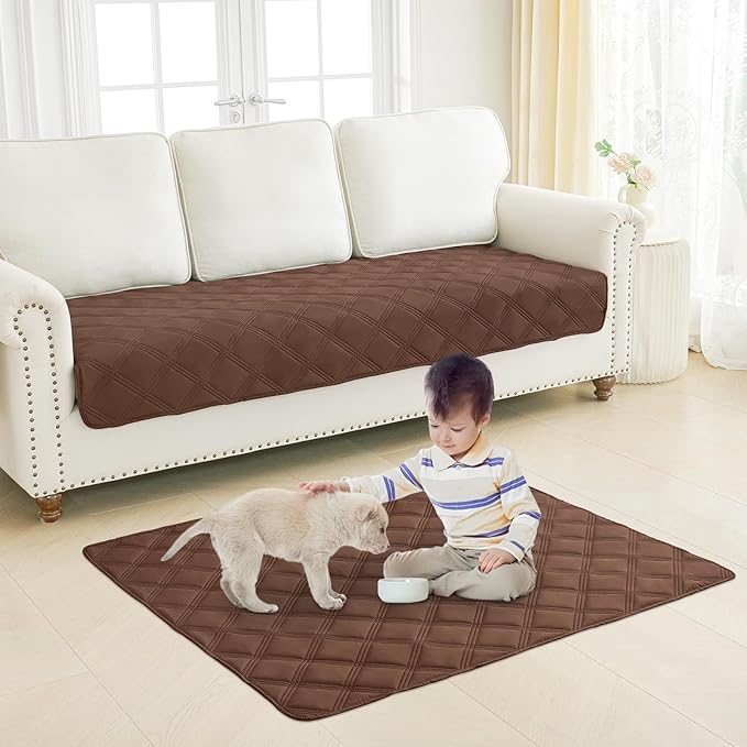 Smiry Waterproof Dog Bed Cover Blanket 40x50, Soft Reversible Pet Blanket, Washable Leakproof Cats Dogs Couch Cover for Sofa, Couch, Furniture, Brown/Beige