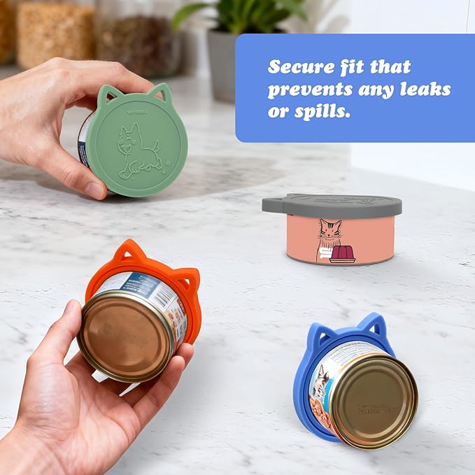 4 Pack Pet Food Can Cover Silicone Food Can Lids,Universal BPA Free, One Fit Most Standard Size Food Cans