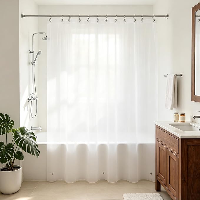 Barossa Design 70x60 Short Frosted Shower Curtain Liner with 3 Magnets - Waterproof Short PEVA Plastic Shower Liner for Bathroom, PVC Free, Metal Grommets - Frost, 70x60