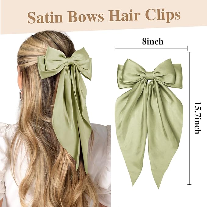 Hair Bows for Women Hair Ribbon Bow Hair Clips with Long Tails Vintage Hair Accessories for Women