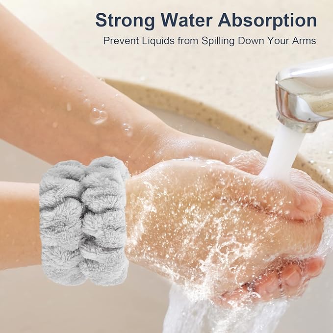 2 Pcs Wrist Bands for Washing Face-Dorbetar, Microfiber Wrist Towels for Washing Face, Spa Wristbands for Washing Face, Face Wash Wristbands, Arm Bands for Washing Face for Woman and Children