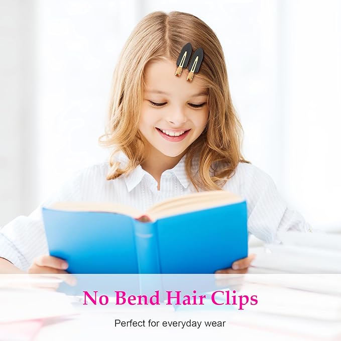 D 6 Pcs Creaseless Hair Clips No Crease Hair Clip Makeup Clips for Women and Girls Flat No Bend Hair Clips for Hairstyling Salon Golden Handle (Black)