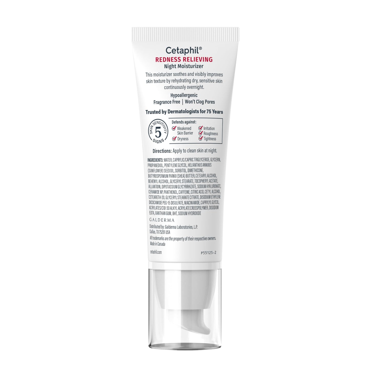 Cetaphil Night Cream, Redness Relieving Night Moisturizer for Face, 1.7 fl oz, For Dry, Redness-Prone Skin, Hypoallergenic, Fragrance Free