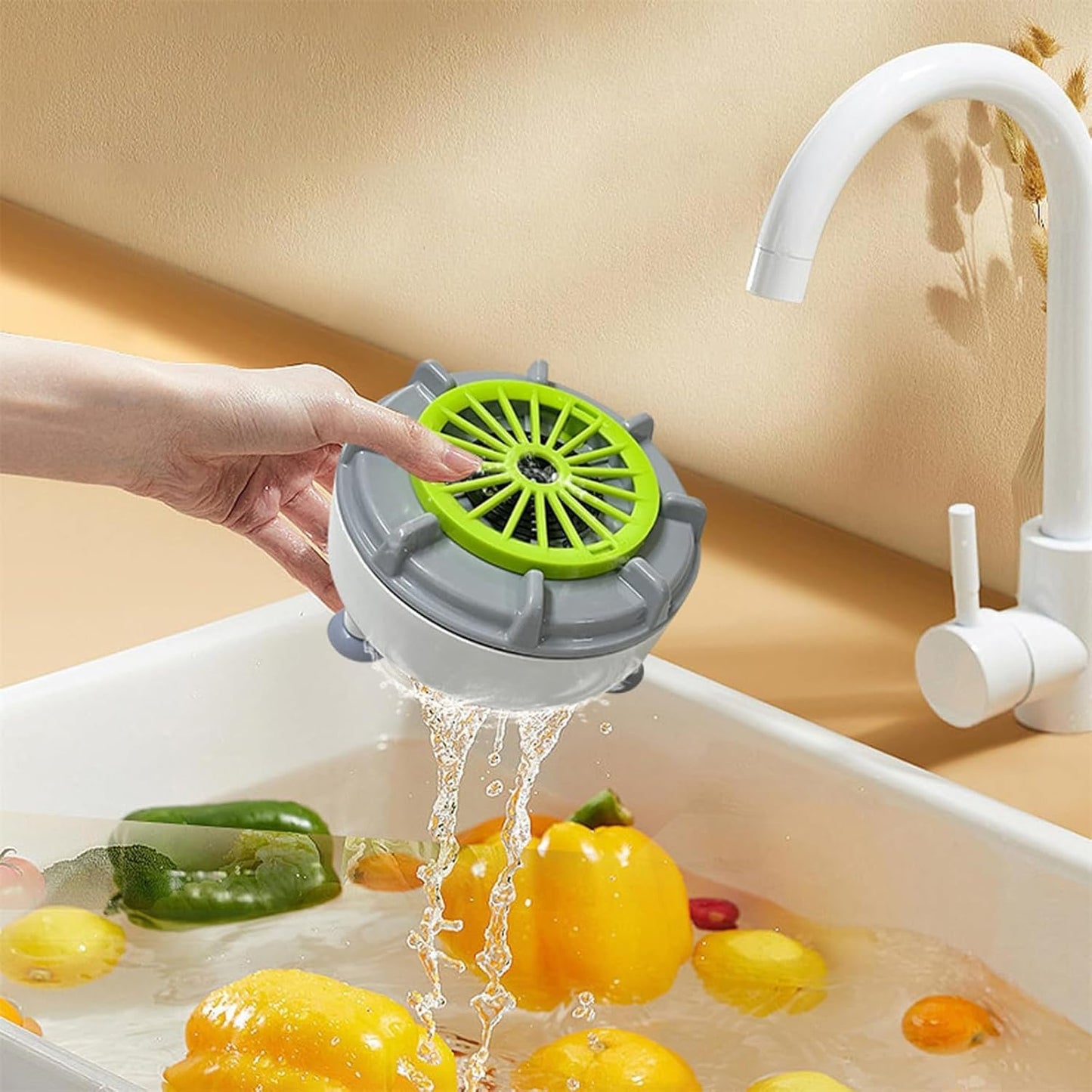 Fruit and Vegetable Washer, Produce Purifier Vegetable and Fruit Washing Machine, Enjoy Silent Cleaning: Spin-Free Ultrasonic Veggie Washer, Efficient Cleaning of Residues (Plug-In Type, No Switch)