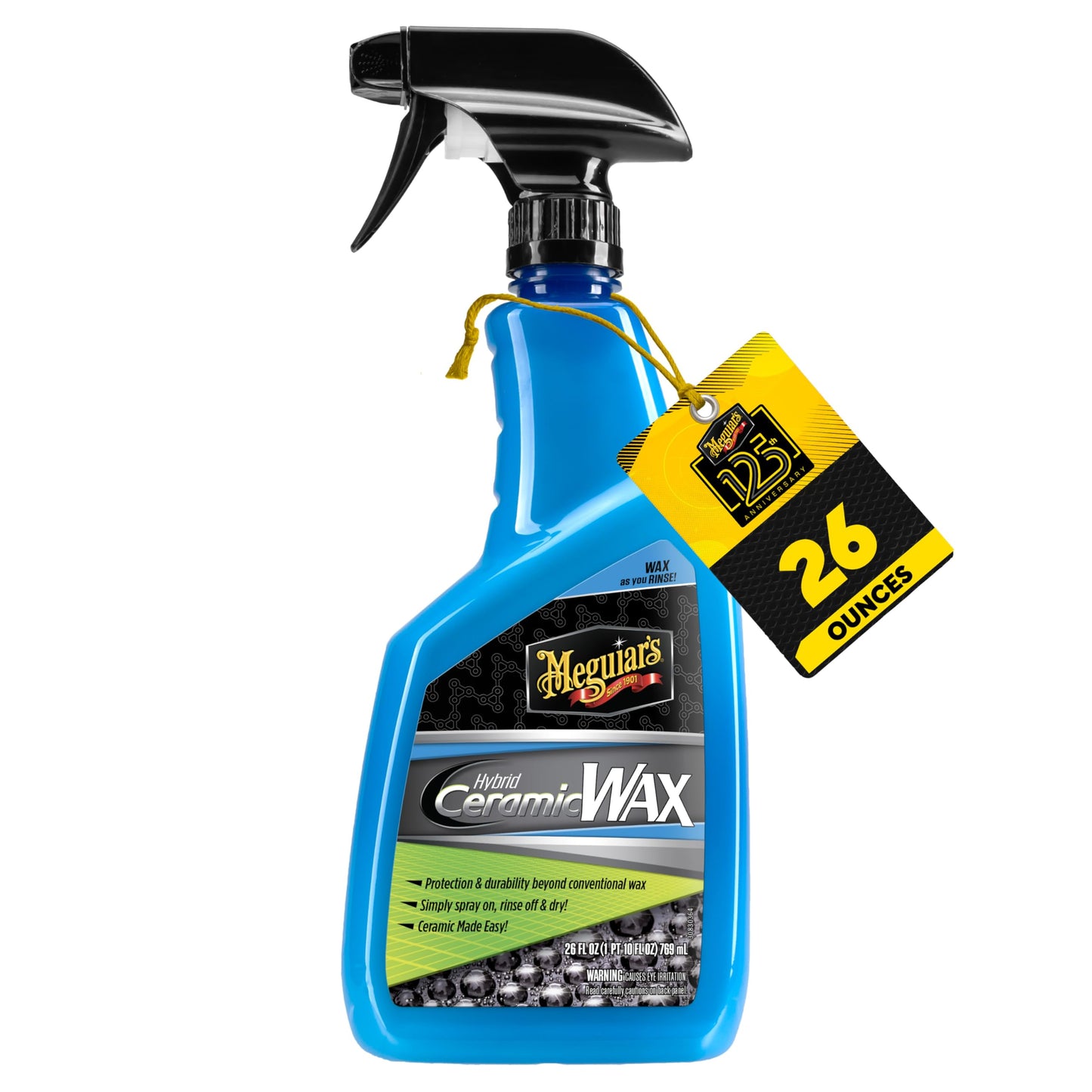 Meguiar's Hybrid Ceramic Wax, Easy-to-Use Spray Wax for Car Detailing with the Superior Protective Power of Advanced SiO2 Hybrid Barrier Technology, 26 Oz Spray Bottle