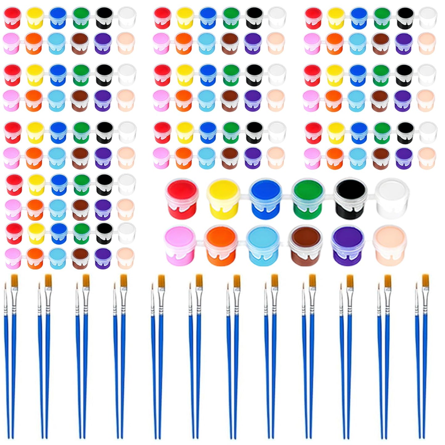 12 Pack Mini Acrylic Paint Set, 12 Colors Washable Acrylic Paint Strips with 24Pcs Painting Brushes for Kids&Adults Paint, 168 PCS Kids Painting Kit for Birthday Party Favor, Classroom, Art Gift