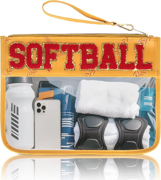 Baseball Gift Bags Baseballs Treat Bags Team Gifts Clear Chenille Letter Zipper Pouch Accessories Stuff Sport Portable