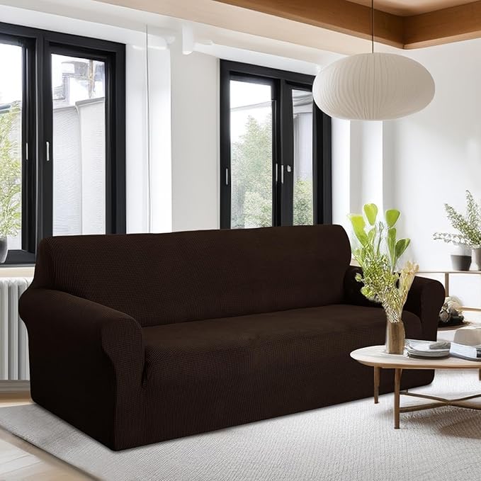 U-NICE HOME Stretch Couch Cover Sofa Cover Sofa Slipcover Furniture Protector for 4 Cushion Couch Sofa Pet Friendly(Oversized Sofa, Chocolate)