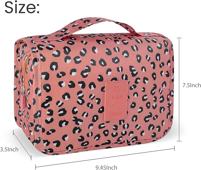 Large Capacity Toiletry Bag Travel Bag with Hanging Hook for Men and Women Waterproof Travel Cosmetic Bag Bathroom Storage Bag for Brushes Set,Full-Sized Shampoo,Accessories-Pink Smile