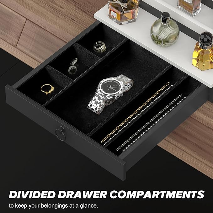 upcessory Cologne Organizer for Men, 4 Tier Black Wood Perfume Organizer with Felt Lining Drawer and Hidden Compartment, Perfume Display Holder, A Gift for Men