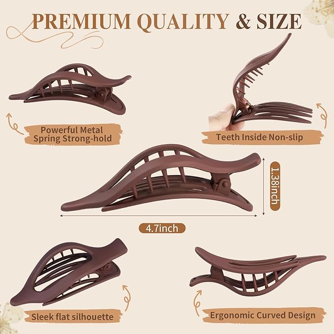 10 Pcs Flat Hair Clips for Women French Concord Claw Clips for Thick and Thin Hair Claw Clips Duck Billed Barrettes Hair Accessories for Women and Girls (Basic)