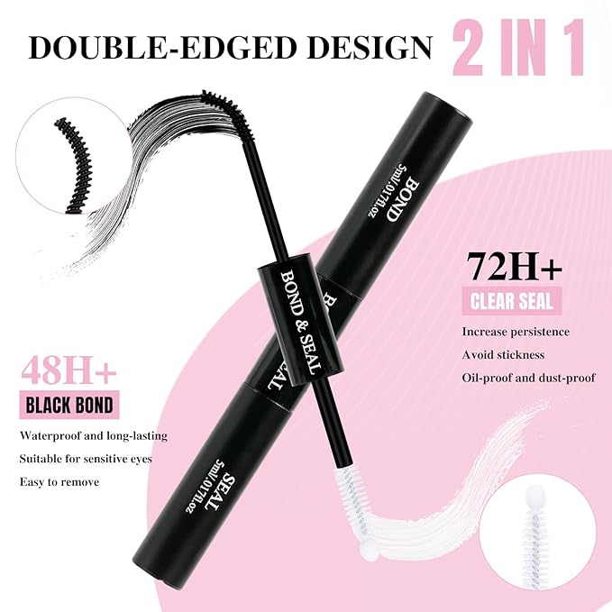 Mayhug Lash Bond and Seal with Lash Glue Remover and Tweezers for Lash Extension Clusters Fast Removal, Waterproof Eyeash Glue Lash Extension Remover Lash Applicator Tools for Beginners
