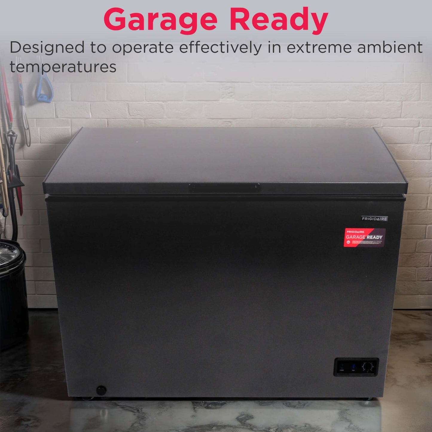 Frigidaire Chest Deep Freezer, 10 Cu. Ft. Capacity, Granita Rugged Design-Adjustable Thermostat-Removable Vinyl Coated Wire Basket-Easy Defrost Drain