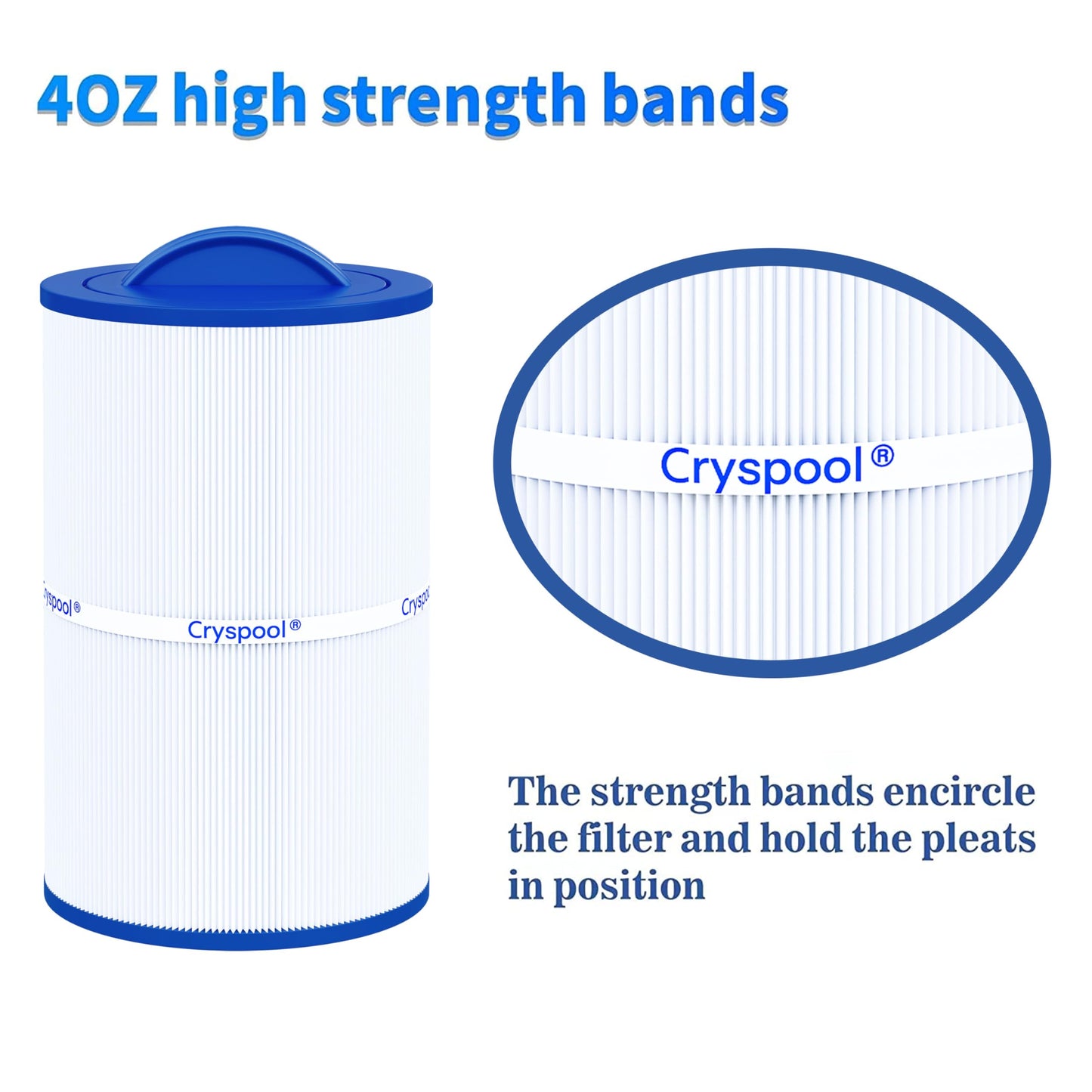 Cryspool® 07022 Filter Compatible with Caldera 50, Caldera Spas, C-7350, 1019401, 73532, PCD50N, FC-3963, 50 Sq. Ft Spa Filter Cartridge, 1 Pack