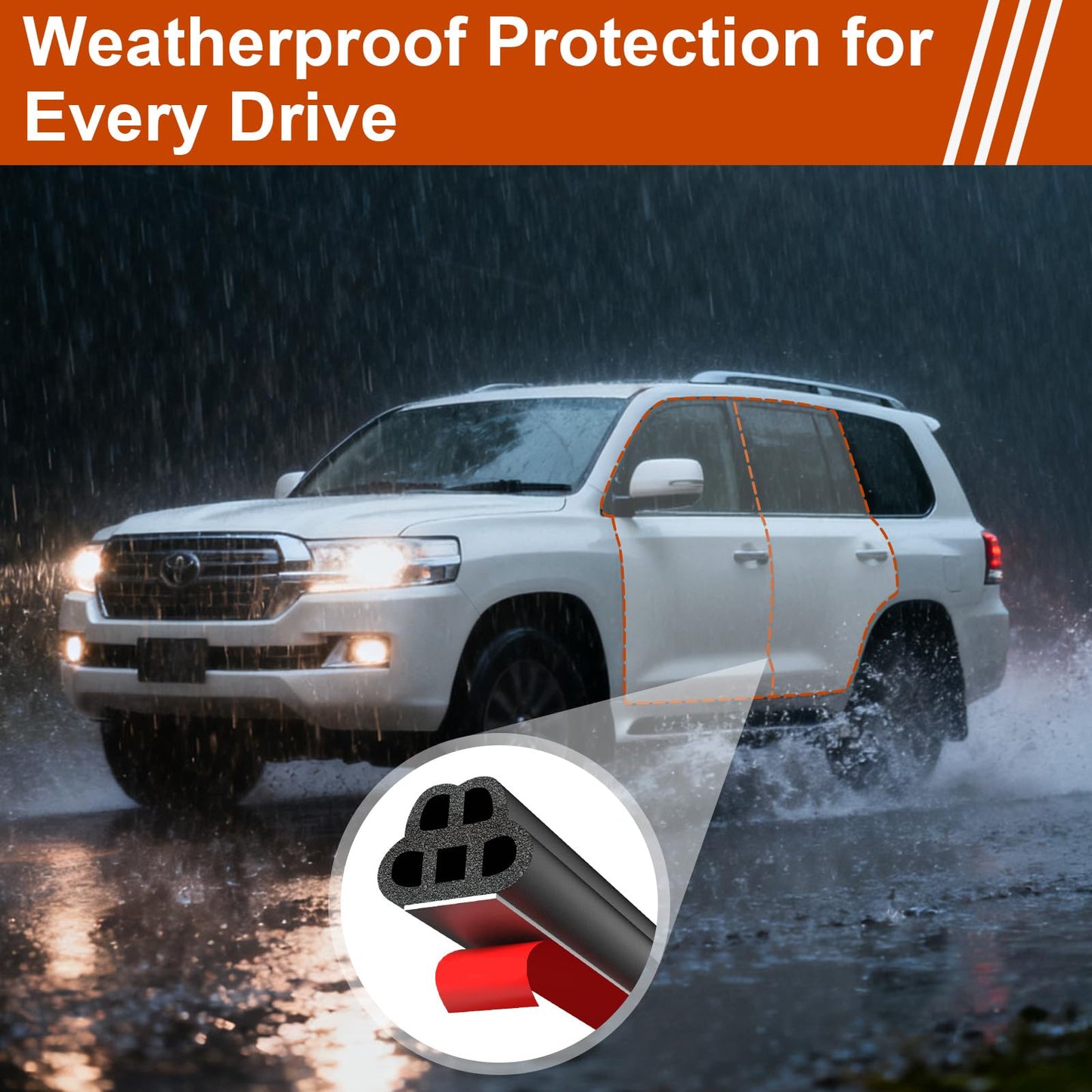 alophoty 70.5 Ft Car Door Seal Strip Universal Self Adhesive Automotive Weather Stripping, Double Layer 5-Hole Car Door Soundproofing Strip, Rubber Seal Strip for Cars Trucks SUVs RVs