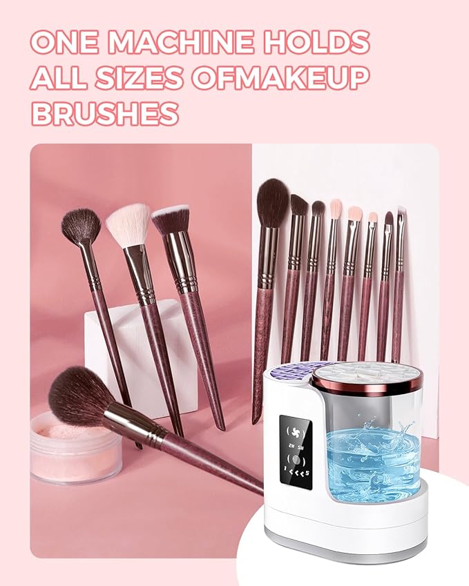 Electric Makeup Brush Cleaner Machine with Automatic Cleaning and Drying Functions Portable Makeup Brush Cleaner for All Size of Makeup Brushes Gifts for Makeup Lovers