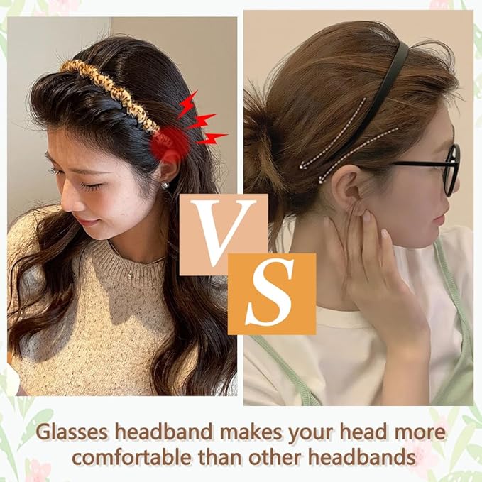 TOBATOBA Headbands for Women Glasses Wearers No Pressure Headache Comfortable Square Sunglasses Headband Plastic Head Bands for Women's Hair Non Slip with Teeth Hair Accessories for Women Girls