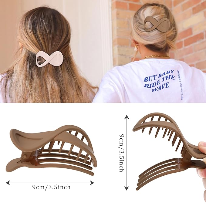 French Concord Flat Hair Clips - 6PCS Curved Hair Claw No Slip Hair Clips Volume Strong Hold Clip Hair Claw for Women Girls (Matte Duckbill(Medium, 3.3"))