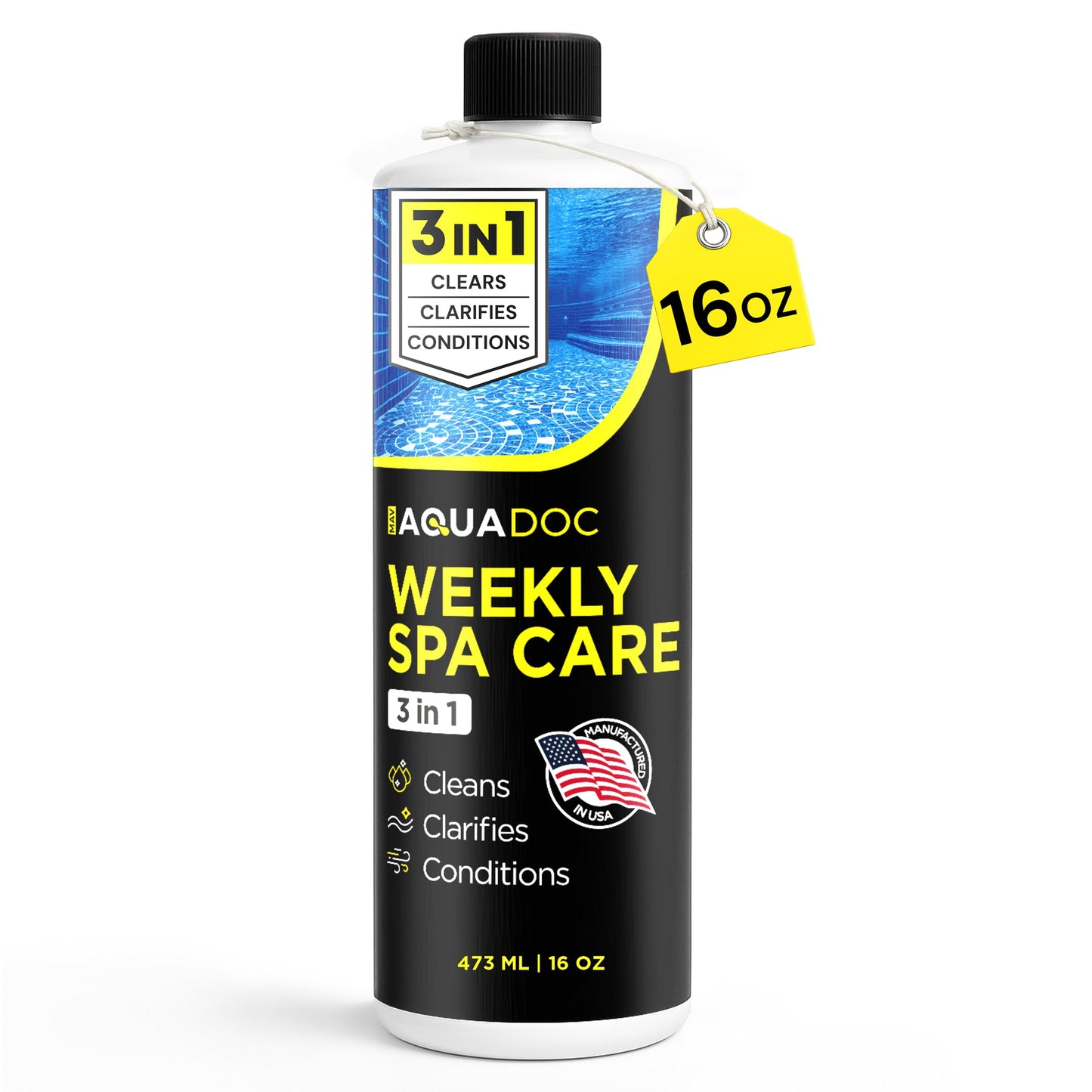AquaDoc 3 in 1 Hot Tub Weekly Care - Concentrated Spa Water Conditioning Treatment with Cleaner and Clarifier Support to Help Reduce Residue and Improve Water Appearance - Made in USA - 16 oz