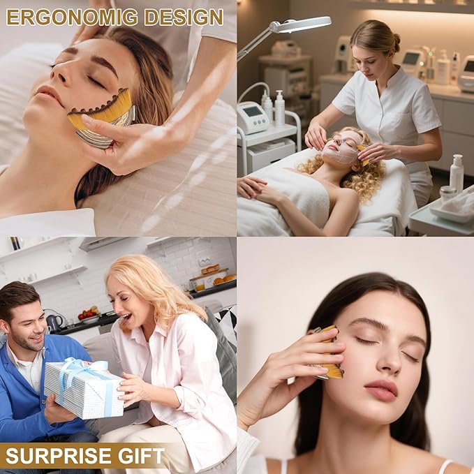 Stainless Steel Gua Sha Tool & Lymphatic Drainage Face Brush Set, Facial Massage Kit for Jawline Sculpting Puffiness Lifting Relaxation, Contour Face Brush with Storage