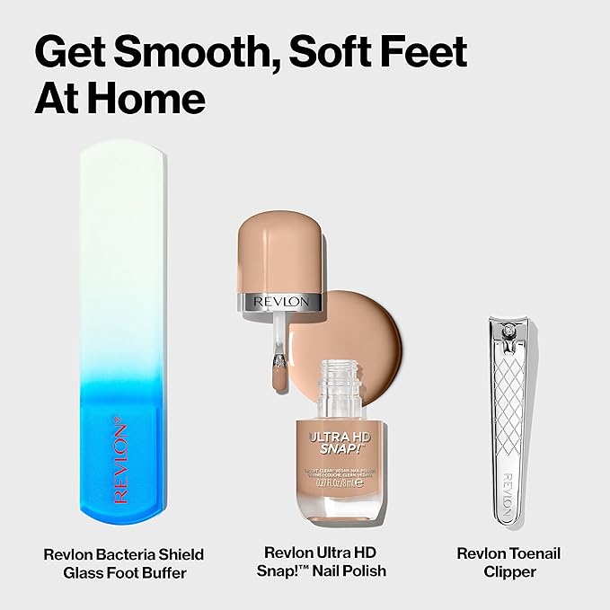 Revlon Glass Foot File and Buffer, Pedicure Tool, Callus and Dead Skin Remover, 1 Count