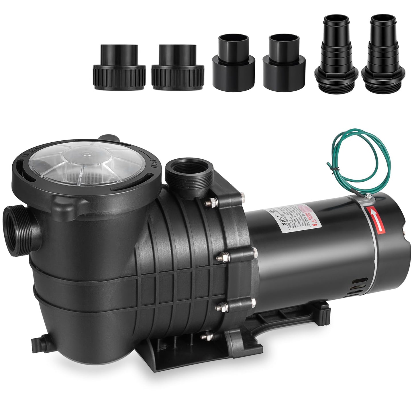 Leomru 2 HP Pool Pump 6800 GPH Self Priming in/Above Ground Swimming Pool Pump 110V/220V Dual Voltage Single Speed Pumps with Strainer Basket 6Pcs Connectors