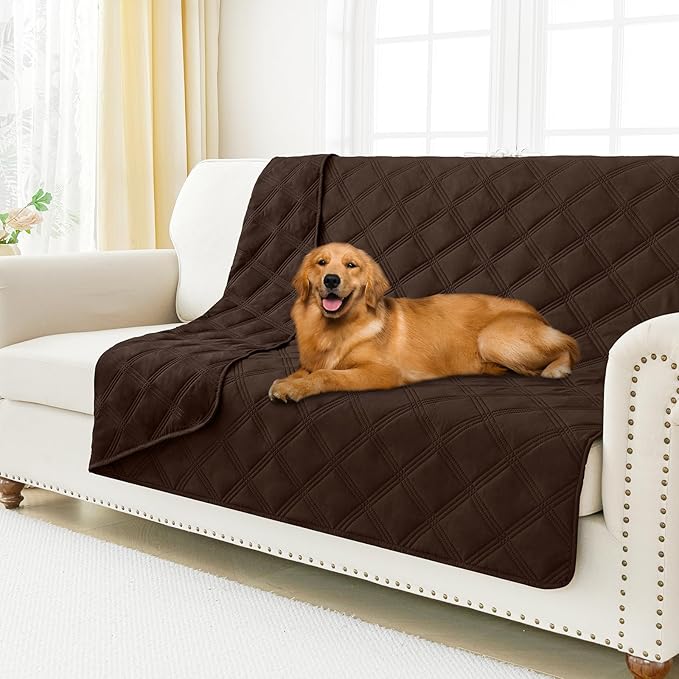 Smiry Waterproof Dog Bed Cover Blanket 52x82, Soft Reversible Pet Blanket, Washable Leakproof Cats Dogs Couch Cover for Sofa, Couch, Furniture, Chocolate/Chocolate