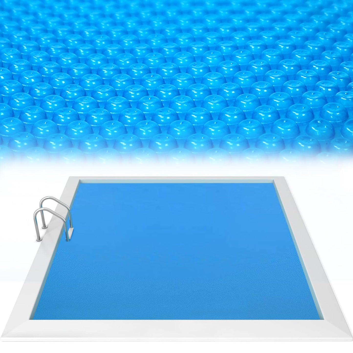 Outvita Solar Pool Cover, 8 Mil Blue Heavy Duty Rectangle Solar Blanket Heaters for Above-Ground and In-Ground Pools(9' x 18')