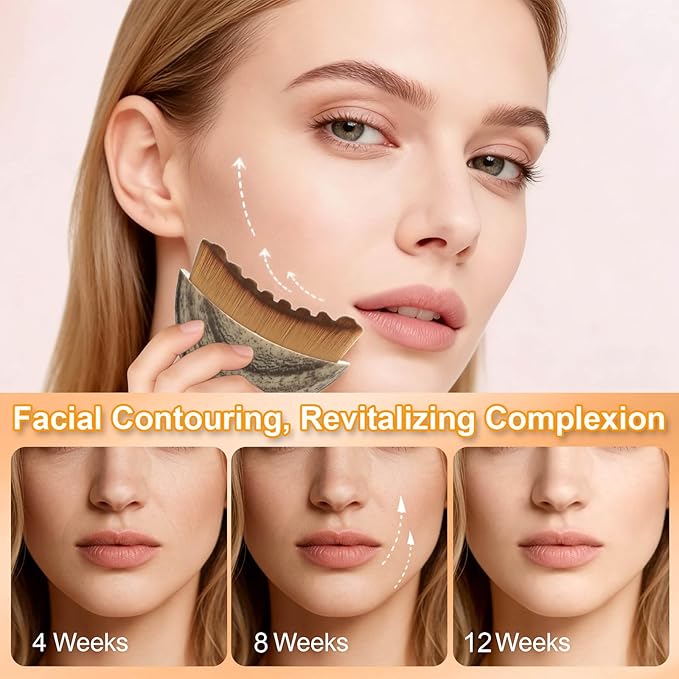 2 Pack Lymphatic Contour Face Brush, Manual Lymphatic Drainage Massager, Ergonomic Facial Cleansing Brush Fit Skin Precisely for Chin Jawline Sculpting, Relieve Fatigue, Portable Gua Sha Alternative