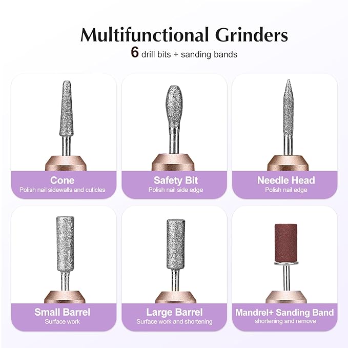 COSLUS C40 Electric Nail Drill File Professional: for Acrylic Gel Dip Powder Nails Portable Nail Machine Kit Manicure Pedicure Tools Polishing Set with Nail Drill Bits Sanding Bands