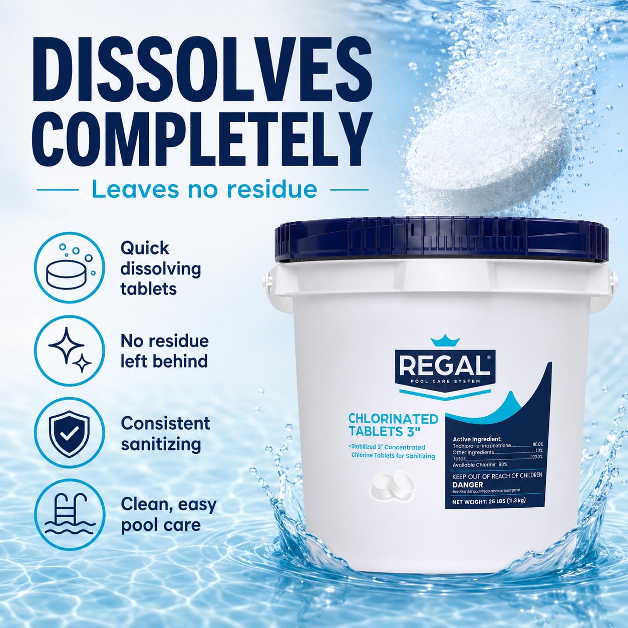 Regal 3" Chlorinated Tablets 25lb Bucket