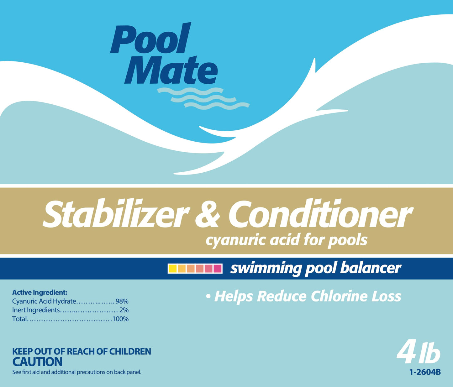 Pool Mate 4-Pounds Premium Pool Stabilizer and Conditioner, Concentrated Cyanuric Acid for Pools, Helps Chlorine Last Longer