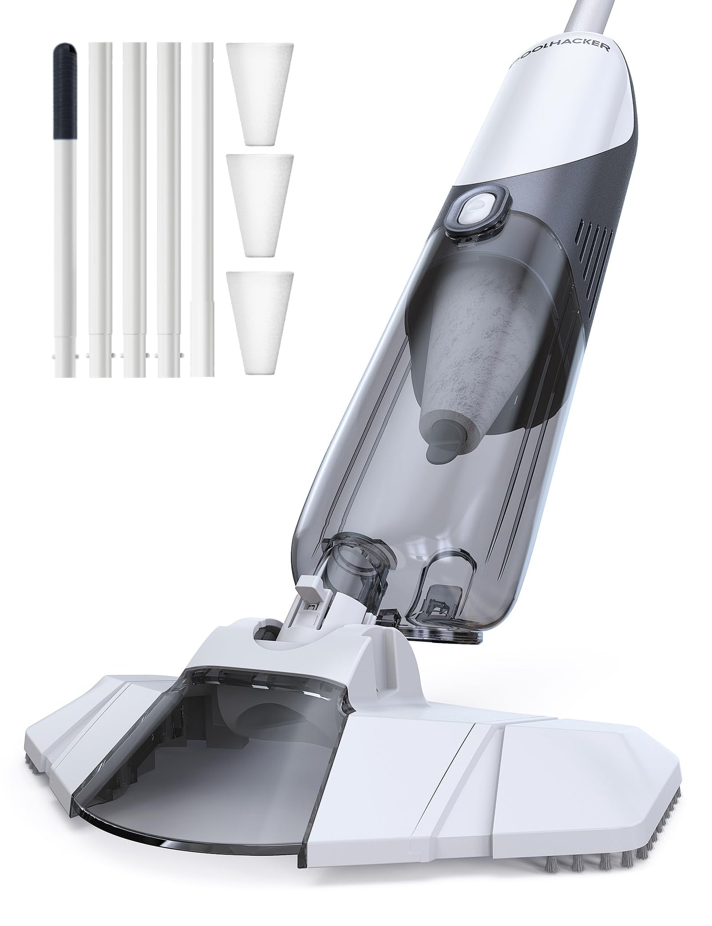 [Patent] POOLHACKER Cordless Handheld Pool Vacuum for Above Ground Pool & Inground Pools, Pool Vacuum Cleaner Flexible Head for Curved, 18.5 GPM Strong Suction, 1-Click Debris Emptying, Rechargeable
