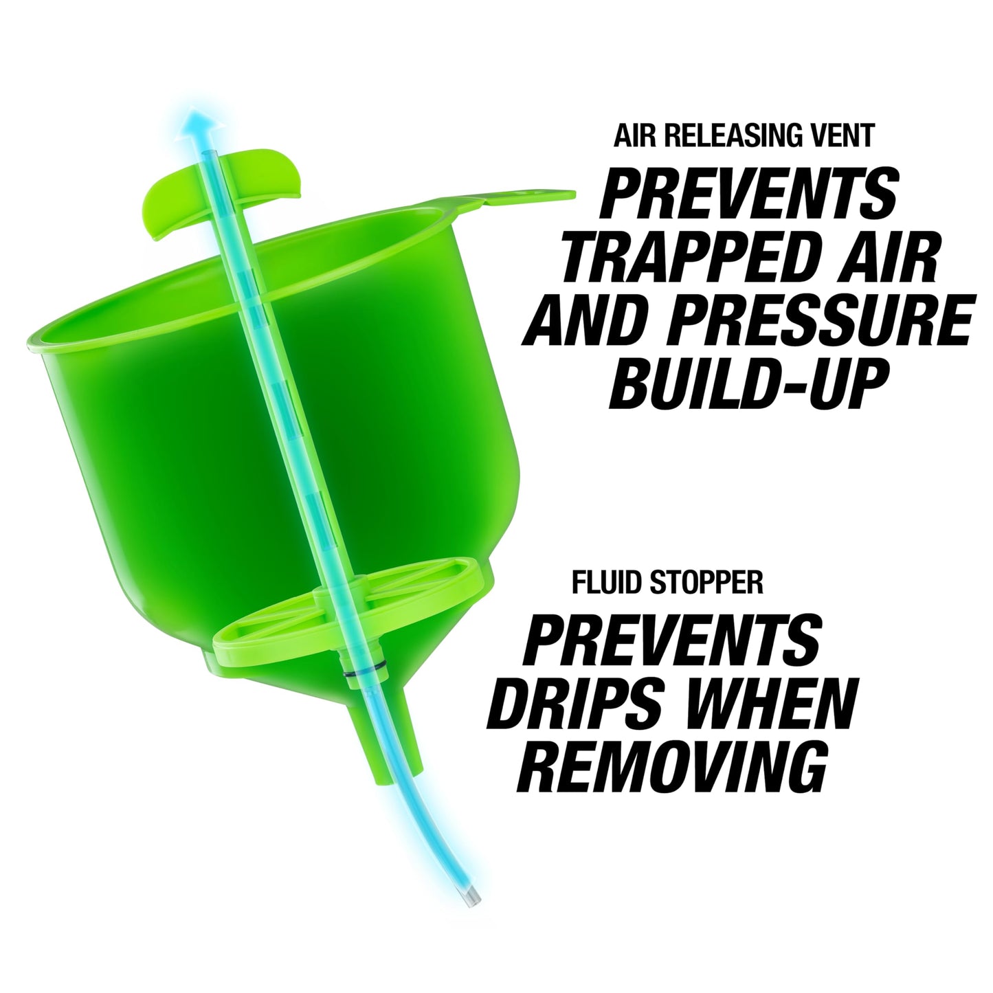 OEMTOOLS 87043 No-Spill Professional Quality Coolant Funnel Kit, Easily Fill Antifreeze Coolant Set Includes 5 Adapters, Extensions, and Automotive Funnel, Air Venting, Drip-Free, Green