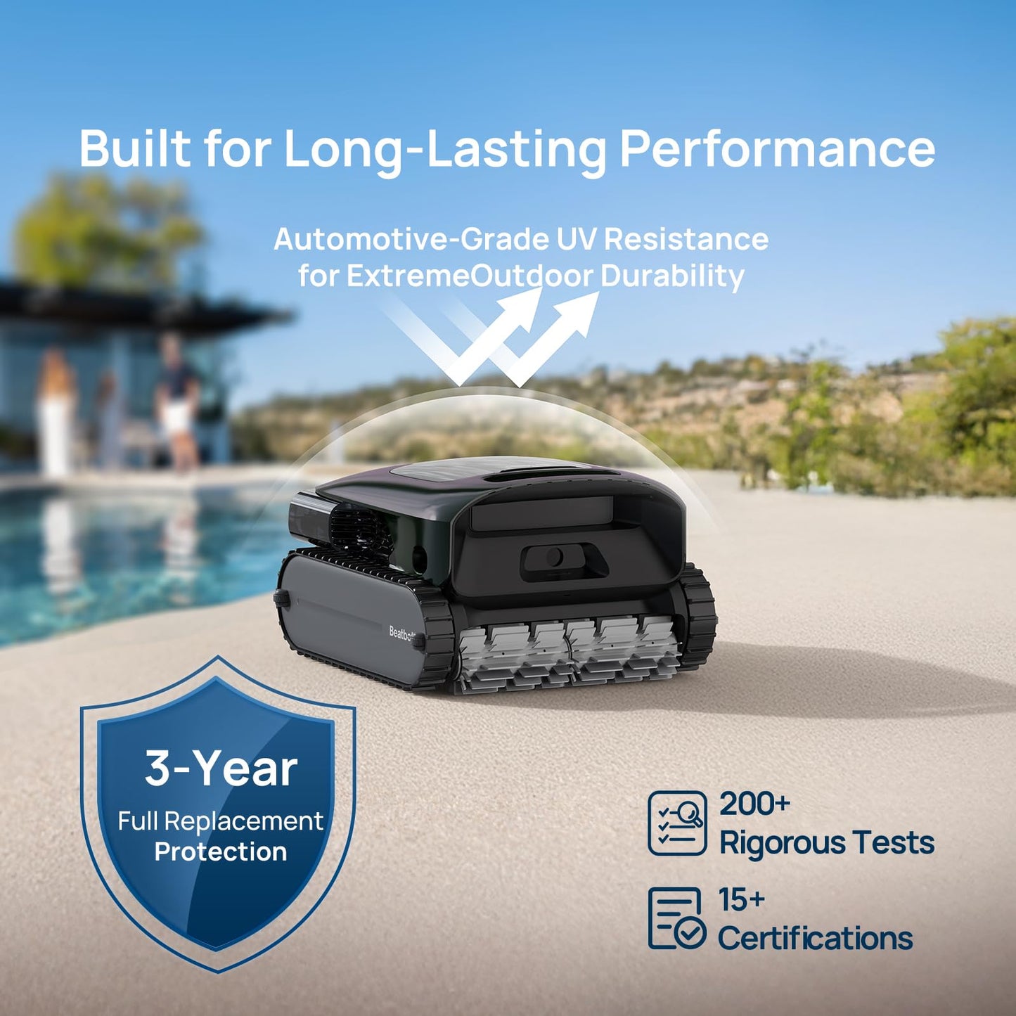 Beatbot AquaSense 2 Pro Cordless Robotic Pool Cleaner, Unmatched 5-in-1 Cleaning, Surface Parking, Skimmer with APP Control, Water Clarification, for Pools up to 3,875 Sq.ft – Obsidian