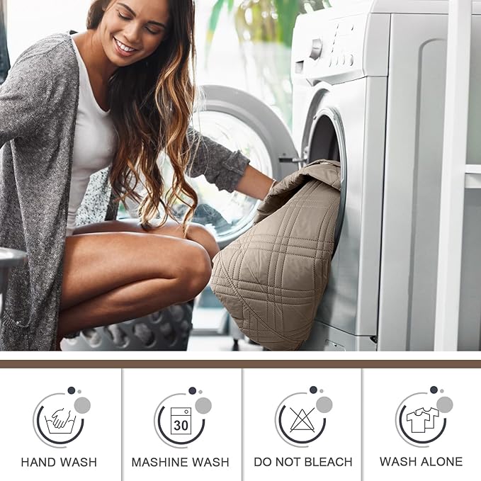 TAOCOCO 100% Waterproof Recliner Chair Cover Stay in Place, Recliner Covers for Small Recliner Chair with Pocket, Reclining Chair Cover Furniture Protector for Kids, Pets(20'', Gray Taupe)