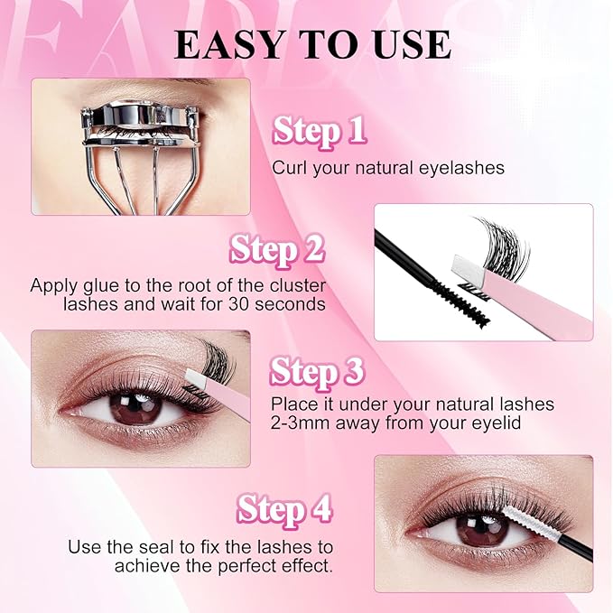 FADLASH Fluffy Eyelash Clusters 80D+100D Natural Lash Clusters Volume Lash Extensions 8-16mm D Curl for Beginners DIY at Home (80D+100D, 2 Pack)