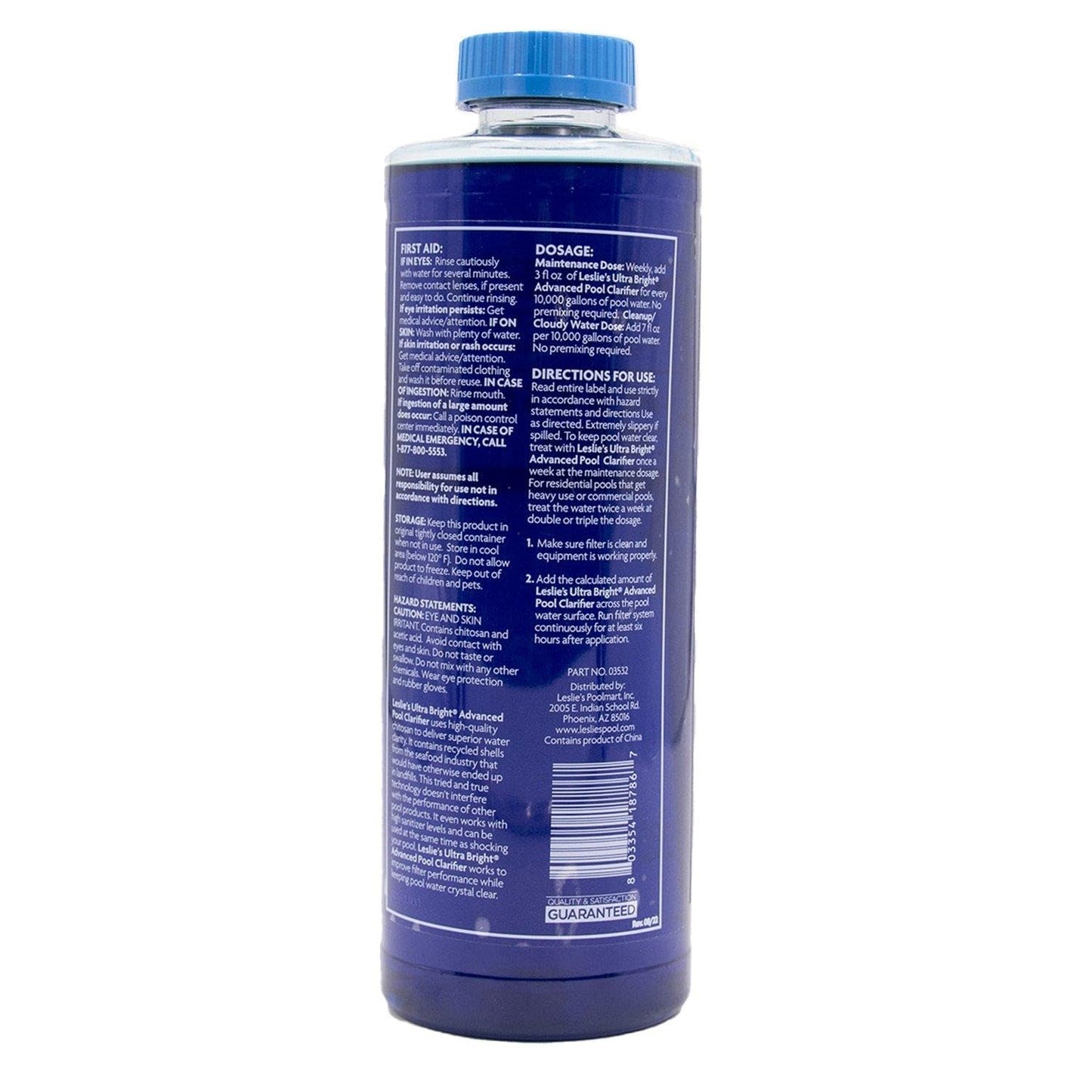 Leslie's Ultra Bright Advanced Pool Water Clarifier for Above Ground and Inground Swimming Pools - 1 Quart