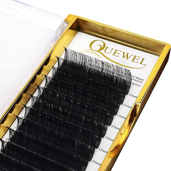 QUEWEL Classic Eyelash Extensions 0.18 D 17mm Lashes Extensions Supplies C/D Curl Single Length 9-20mm Mixed Length 9-16mm/15-20mm by QUEWEL (0.18 D 17)