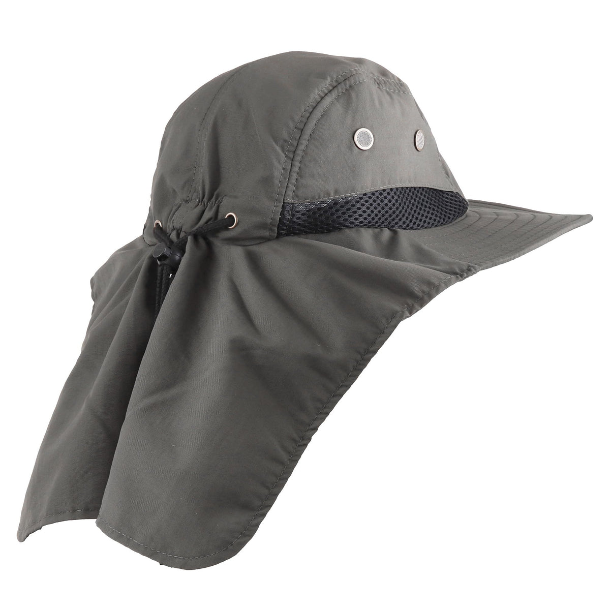 Falari Outdoor Sun Hat, Wide Brim with Neck Flap, Safari Hiking Gardening Fishing Hat - Gray