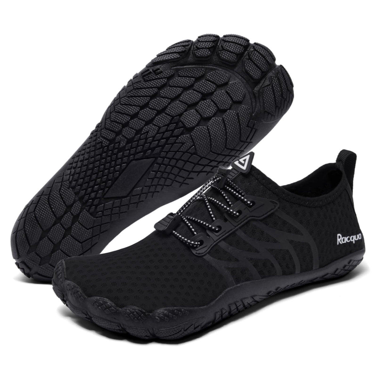 Racqua Water Shoes Lightweight Quick-Dry Swim Shoes Breathable Beach Shoes Barefoot Aqua Outdoor for Men Women Black 11 Women/10 Men
