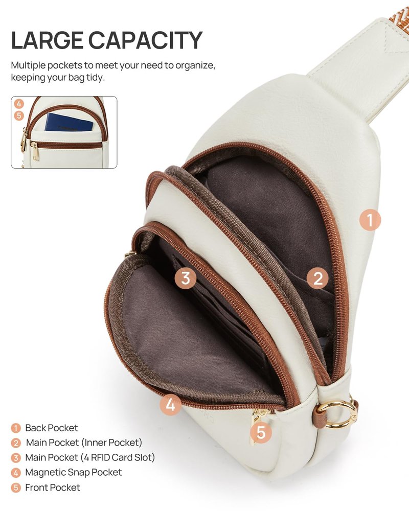 CHOLISS Anti Theft Small Sling Bag for Women and Men RFID Leather Crossbody Bags Fanny Pack Chest Bag Travel Purse Daypacks