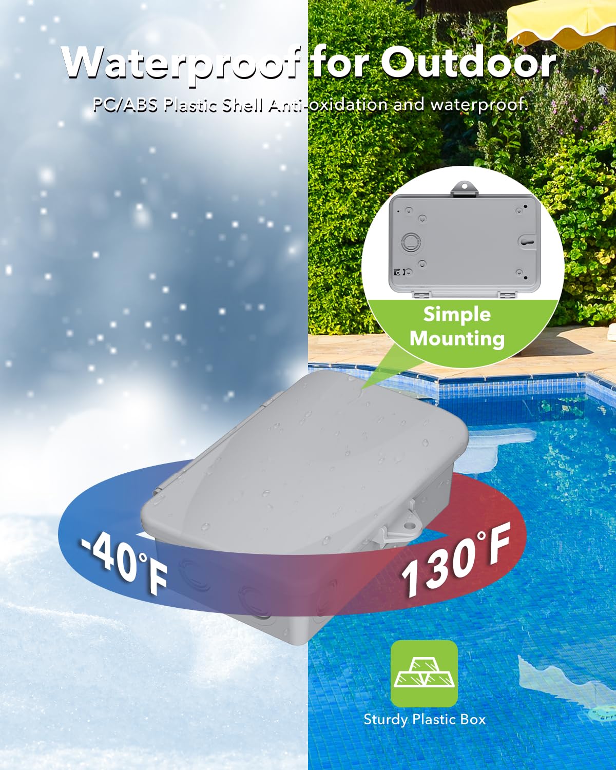 BN-LINK Pool Pump Timer, Heavy Duty Outdoor Smart Wi-Fi Timer Box, 2HP 40A Max, 120, 240, 277 VAC, for Pool Pump, Water Heater, Fans, SPA, Compatible with Smart Phone, Alexa, Google Assistant