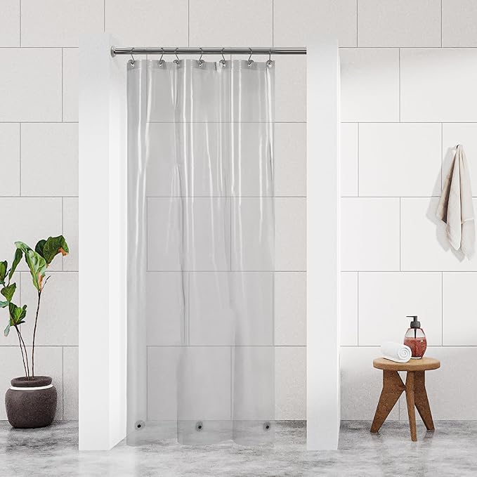 Barossa Design Clear Black Stall Shower Curtain Liner with 3 Magnets - 36" x 72" Waterproof PEVA Plastic Shower Liner for Small Bathroom, Lightweight Bath Curtain, Metal Grommets - Clear Black